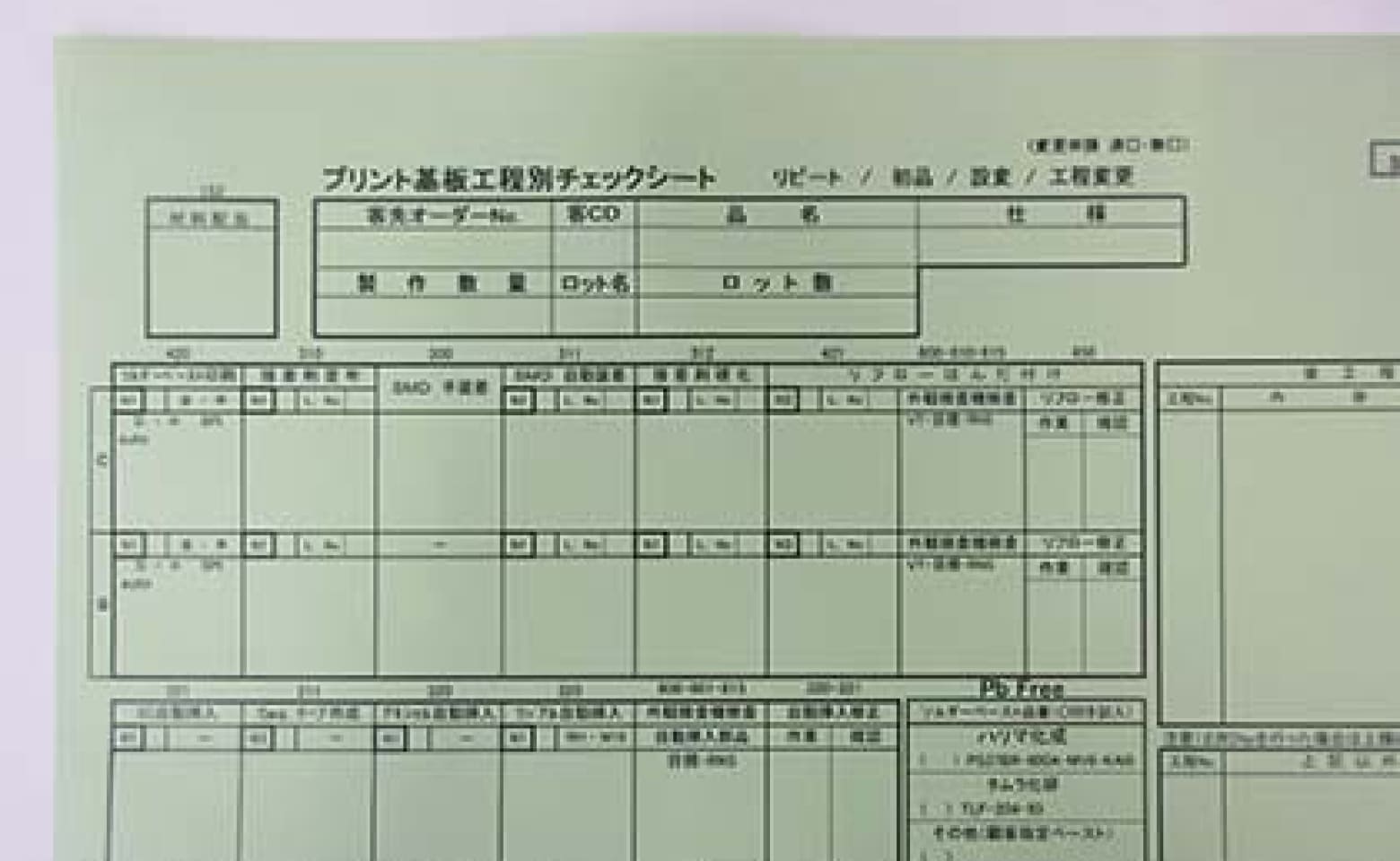 工程別チェックシート